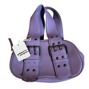 Free People Say Yes Leather Handbag Purple Buckle